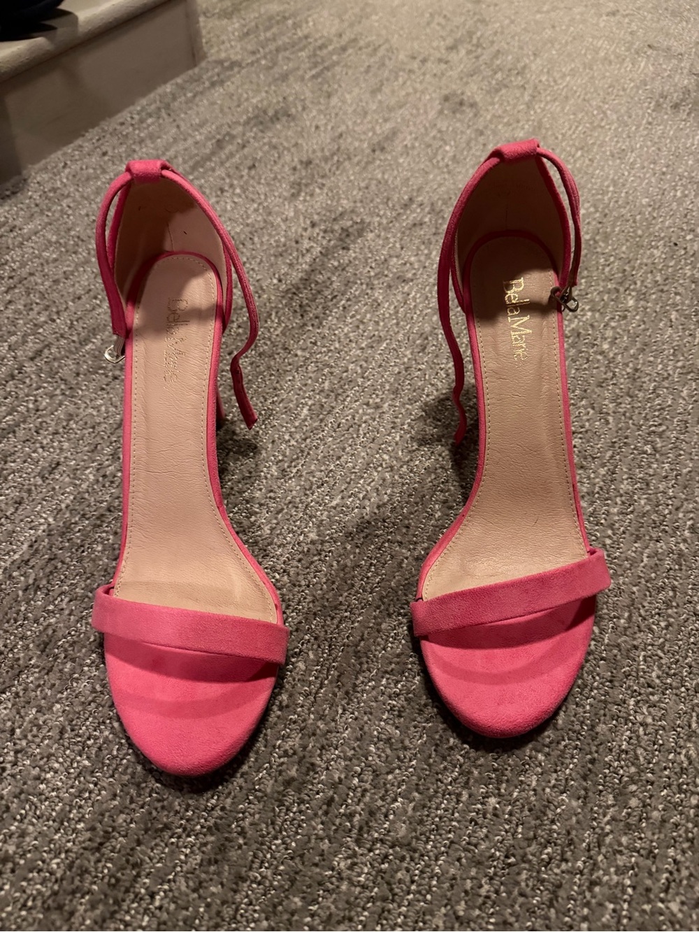 Bella Marie Hot Pink Single-Strap Ankle-Tie Heels
